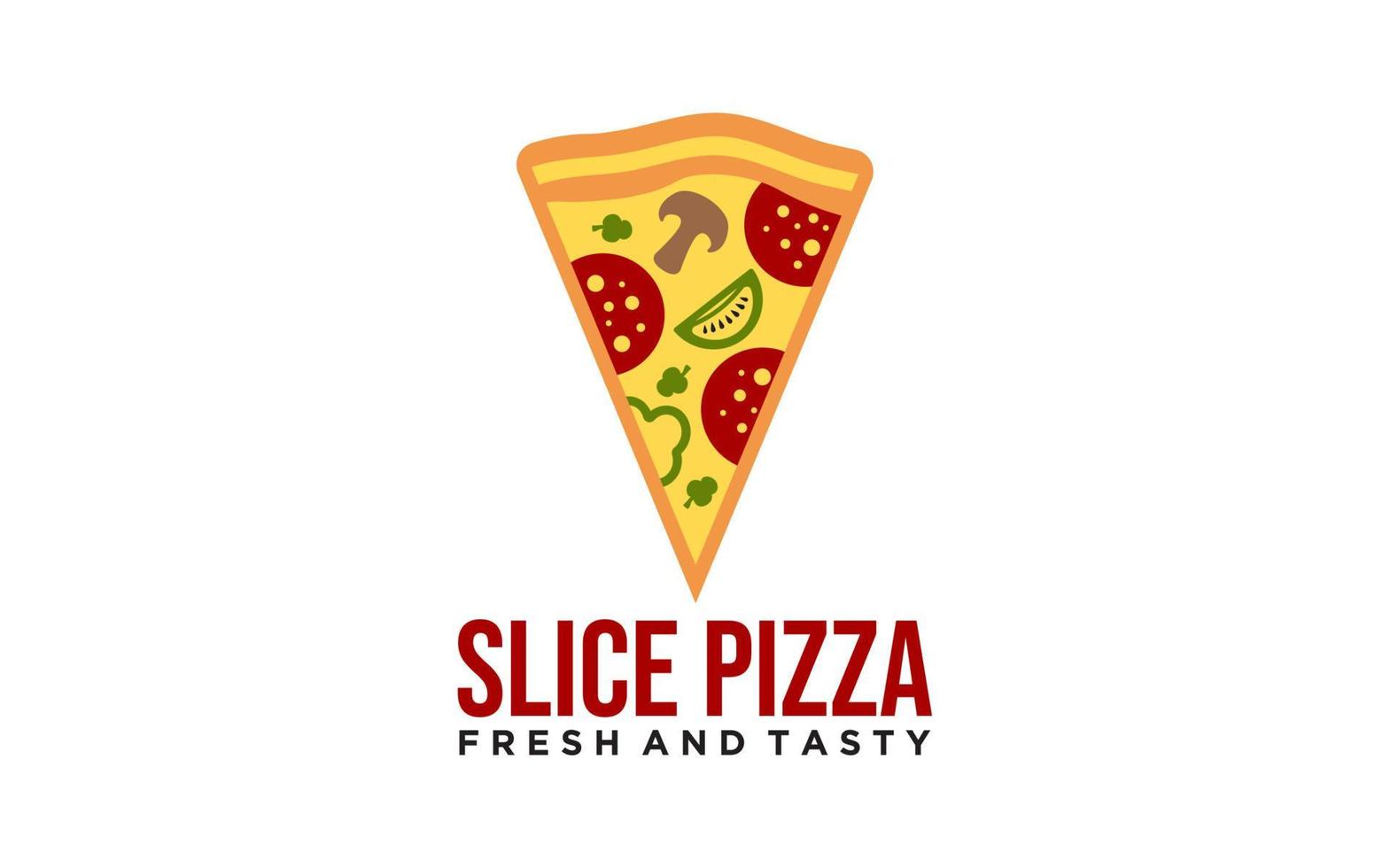 Delicious Slice pizza with salami, mushrooms and olives vector