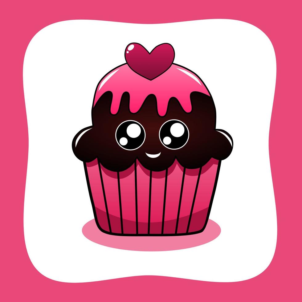 Cute Valentine's Chocolate Cupcake vector