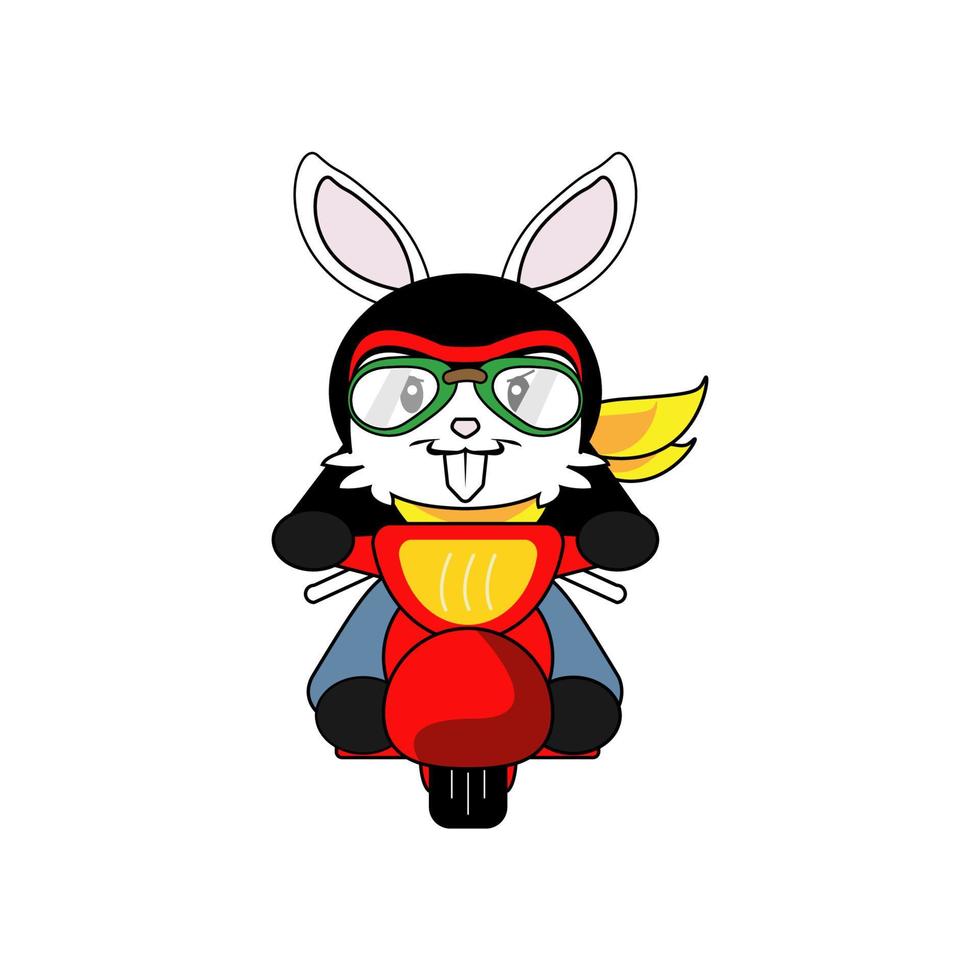 cute rabbit ride motorcycle vector