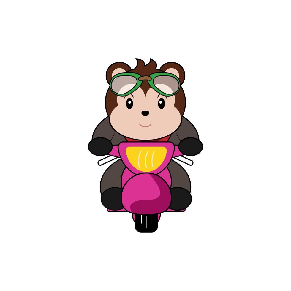 cute monkey drive motorcycle vector