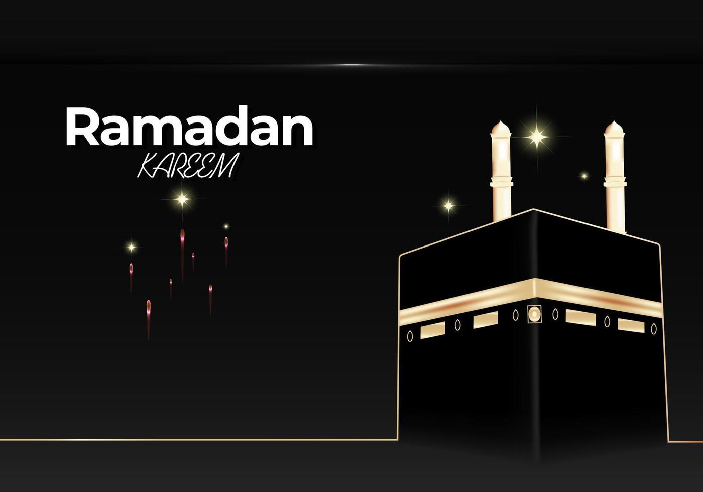 Decorative objects in Islam. Vector ornaments for the month of Ramadan or Eid al-Fitr. Vector illustration ka'bah. For used greeting card, poster, background.