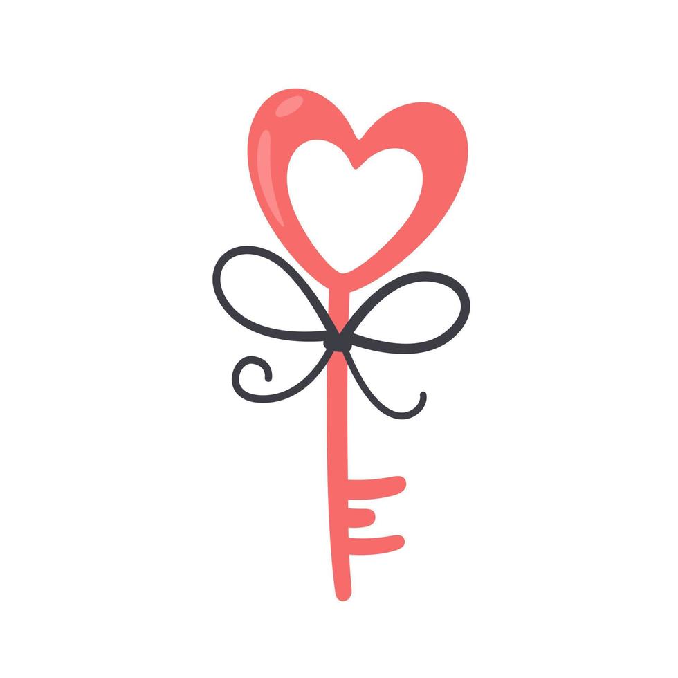 Valentines Day object. Heart shape key vector