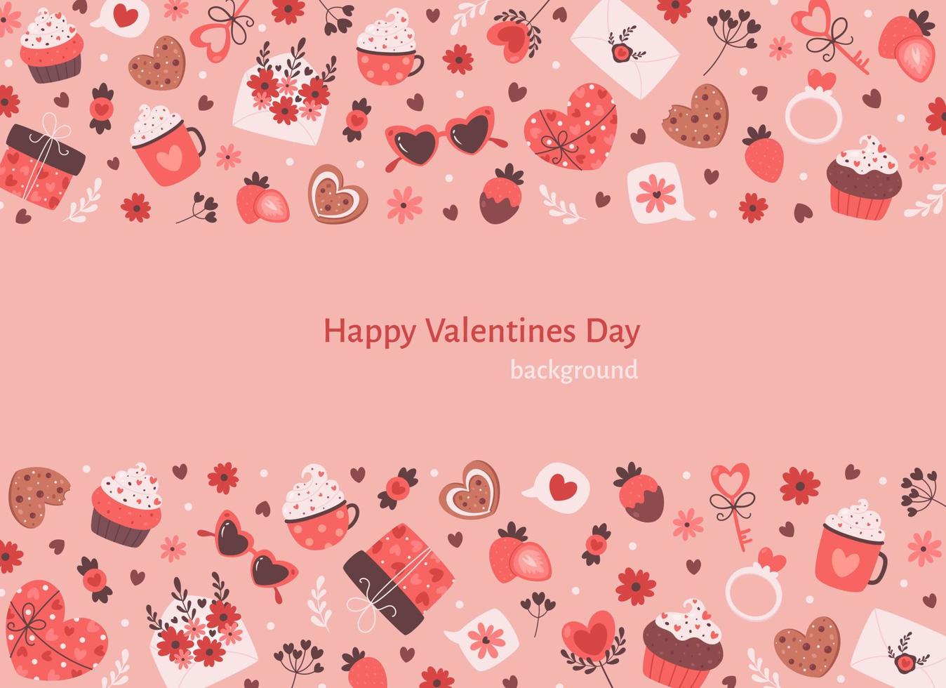 Happy Valentines Day background. Valentines Day cute elements vector