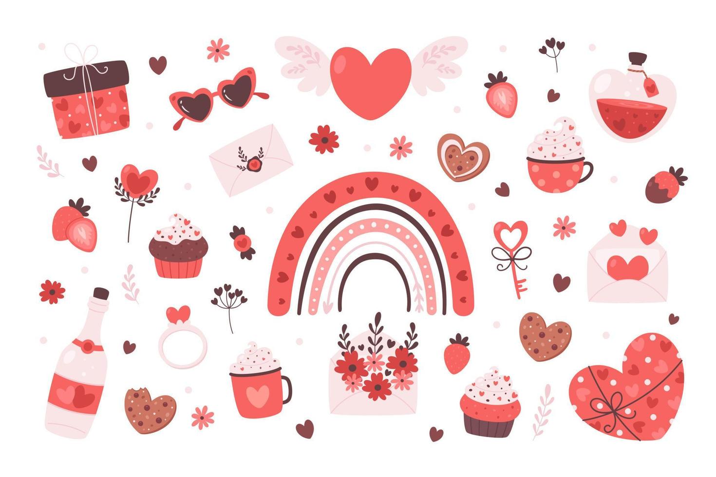 Valentines Day and romantic elements collection vector