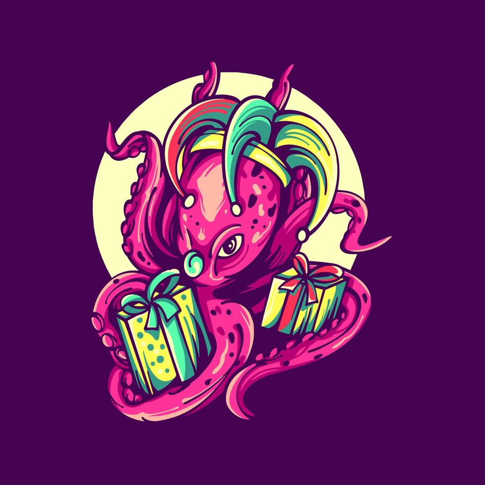 Clown Octopus Illustration vector