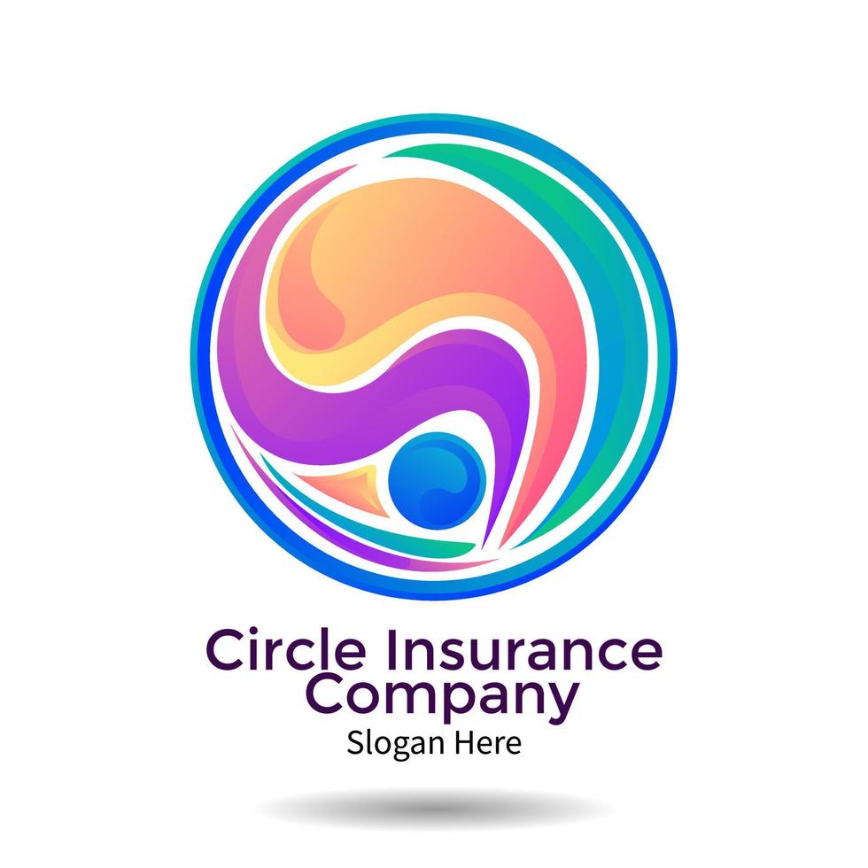 Logo Circle insurance Vector abstract material design style. Graphic for sign or symbol for company business