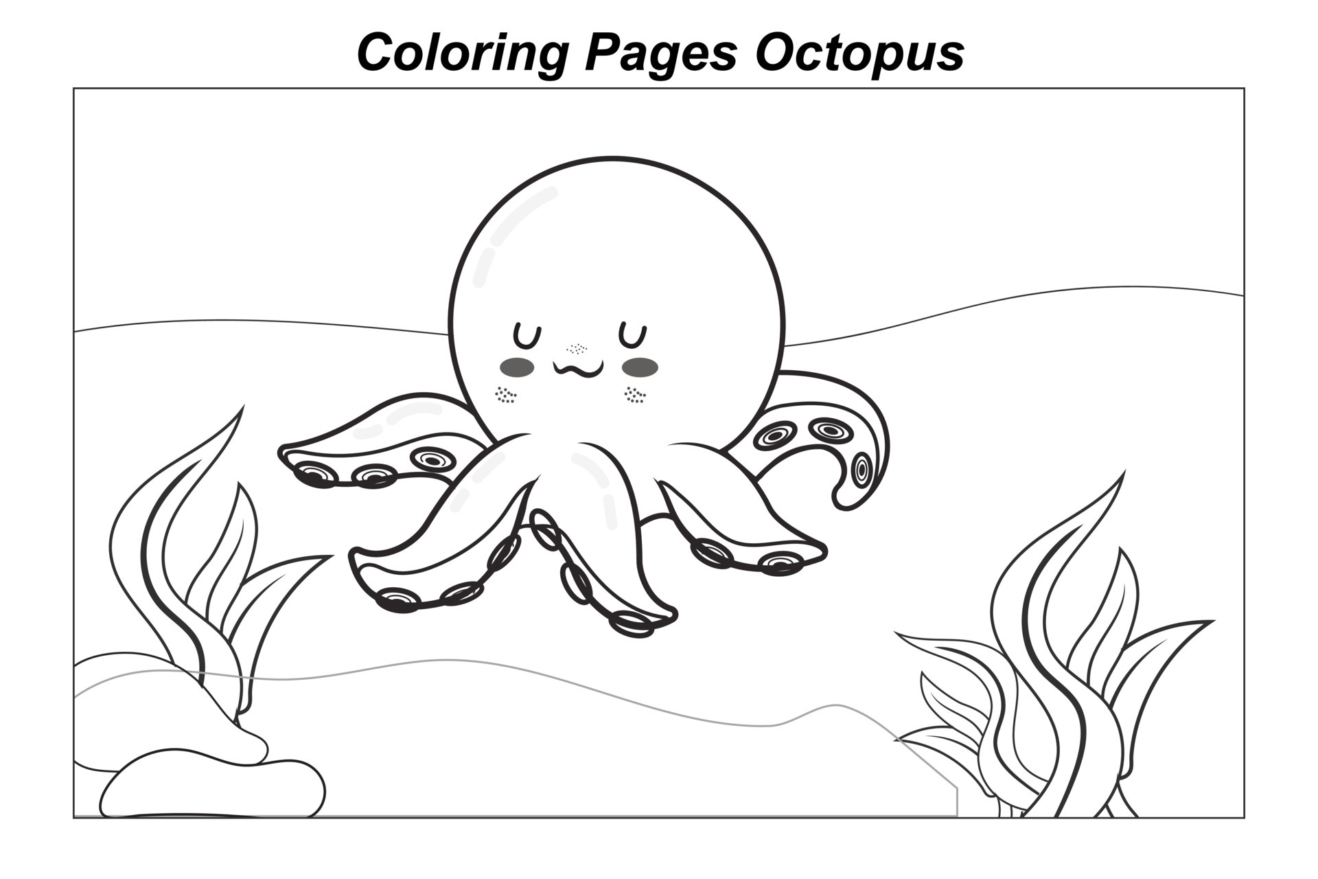 Coloring pages. Marine wild animals. little cute baby octopus underwater.  illustration in a cartoon style for a coloring book 5265209 Vector Art at  Vecteezy