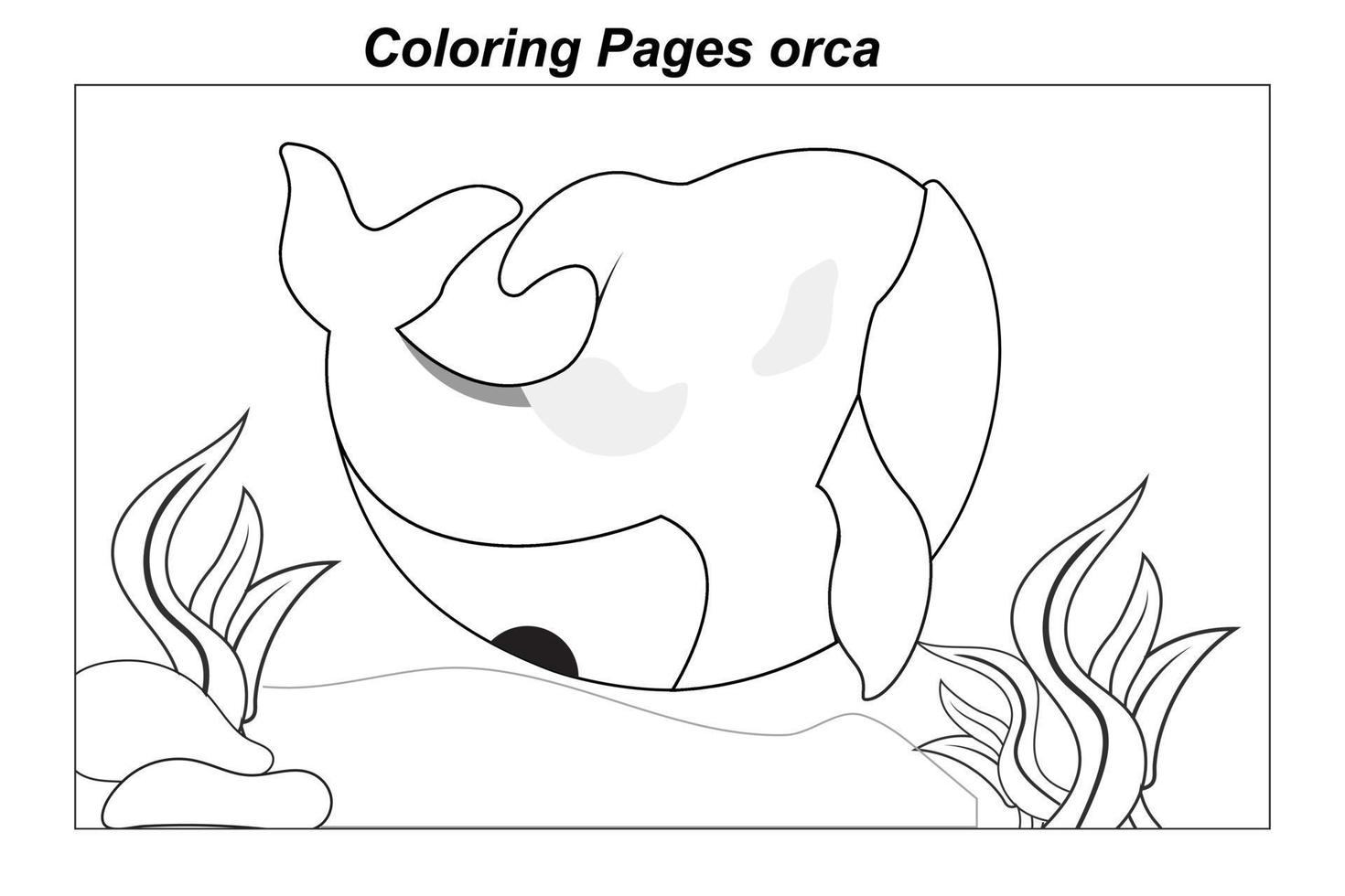 Coloring pages. Marine wild animals. little cute baby orca underwater. illustration in a cartoon style for a coloring book vector