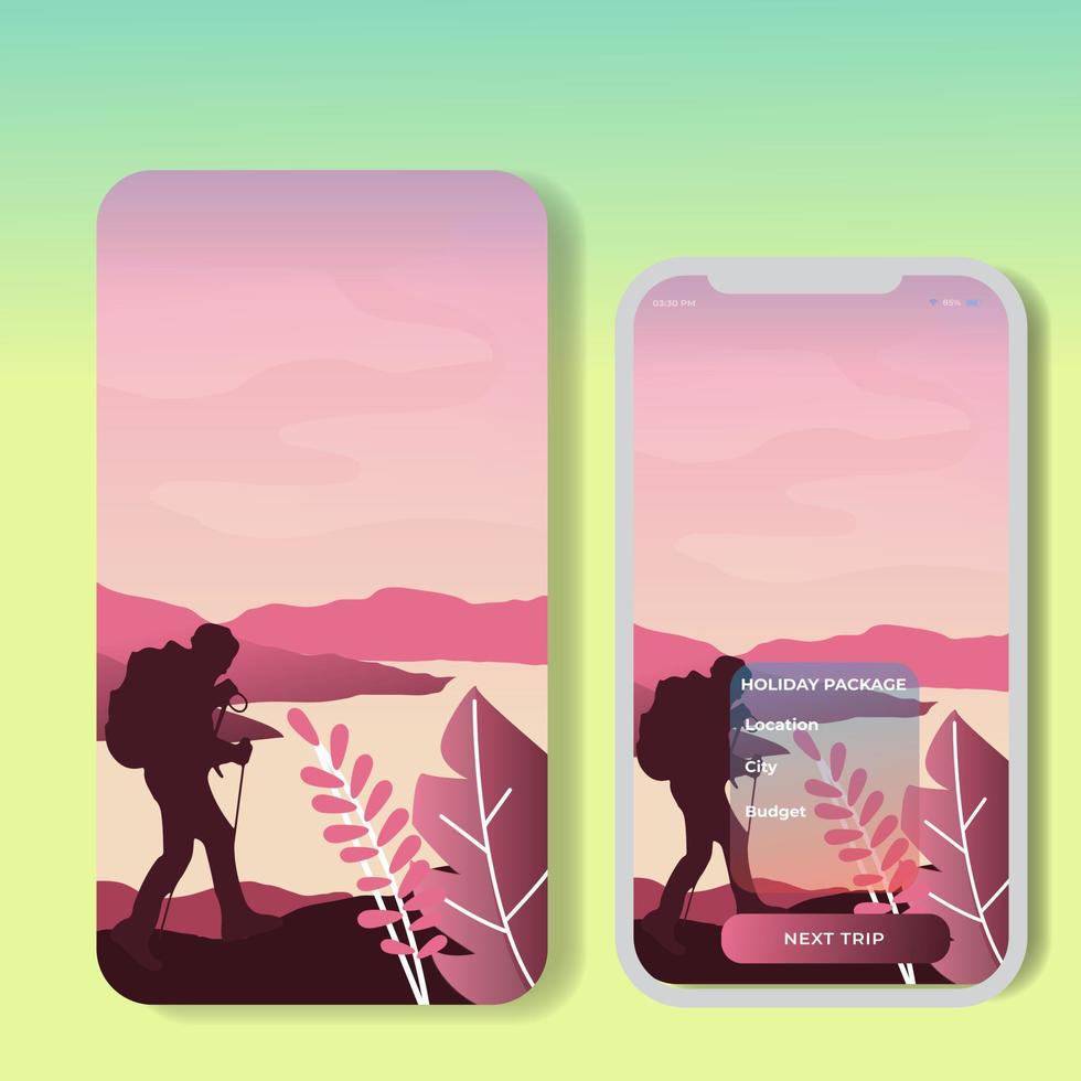 Vector set with polygonal landscape illustration. For Mobile aps, banner. Image Picture Background