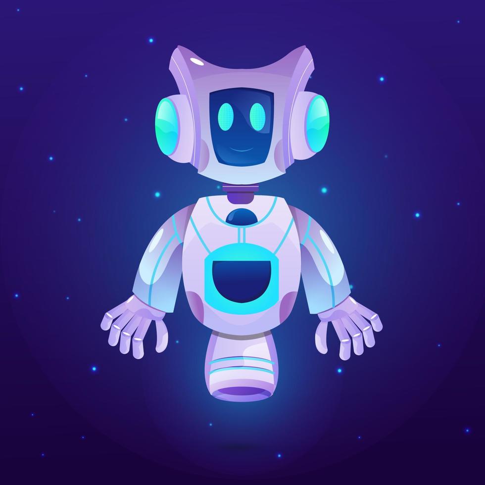diseño lindo personaje robot con fondo espacial galaxy vector