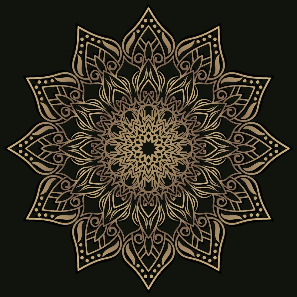 Mandala ornament or flower background design golden color. vector