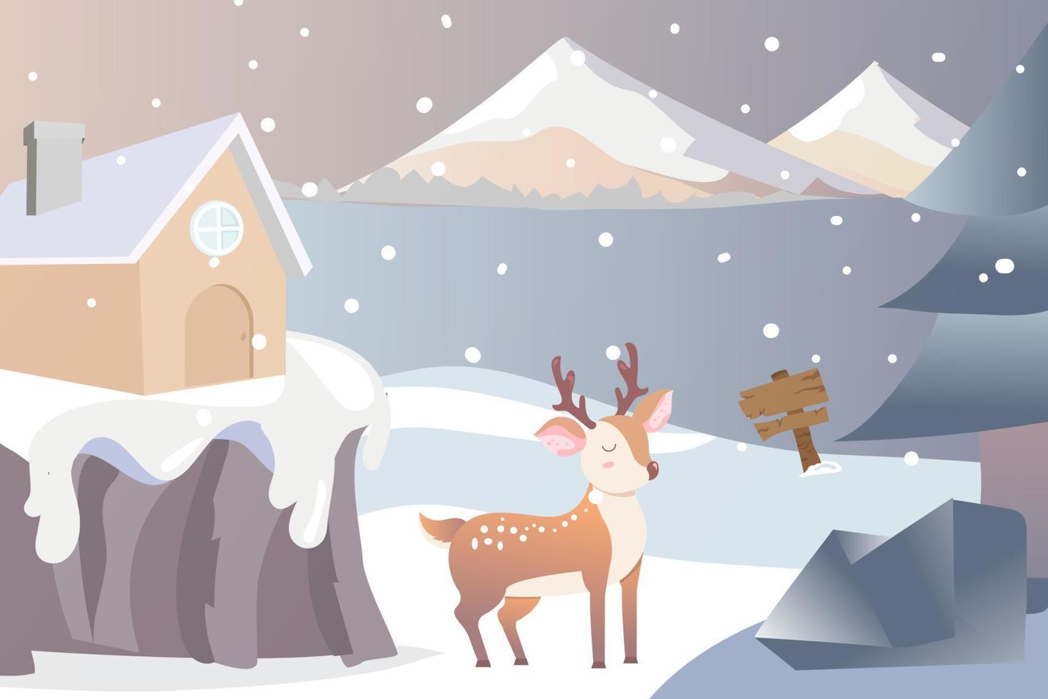 Merry Christmas Winter on mountain background vector