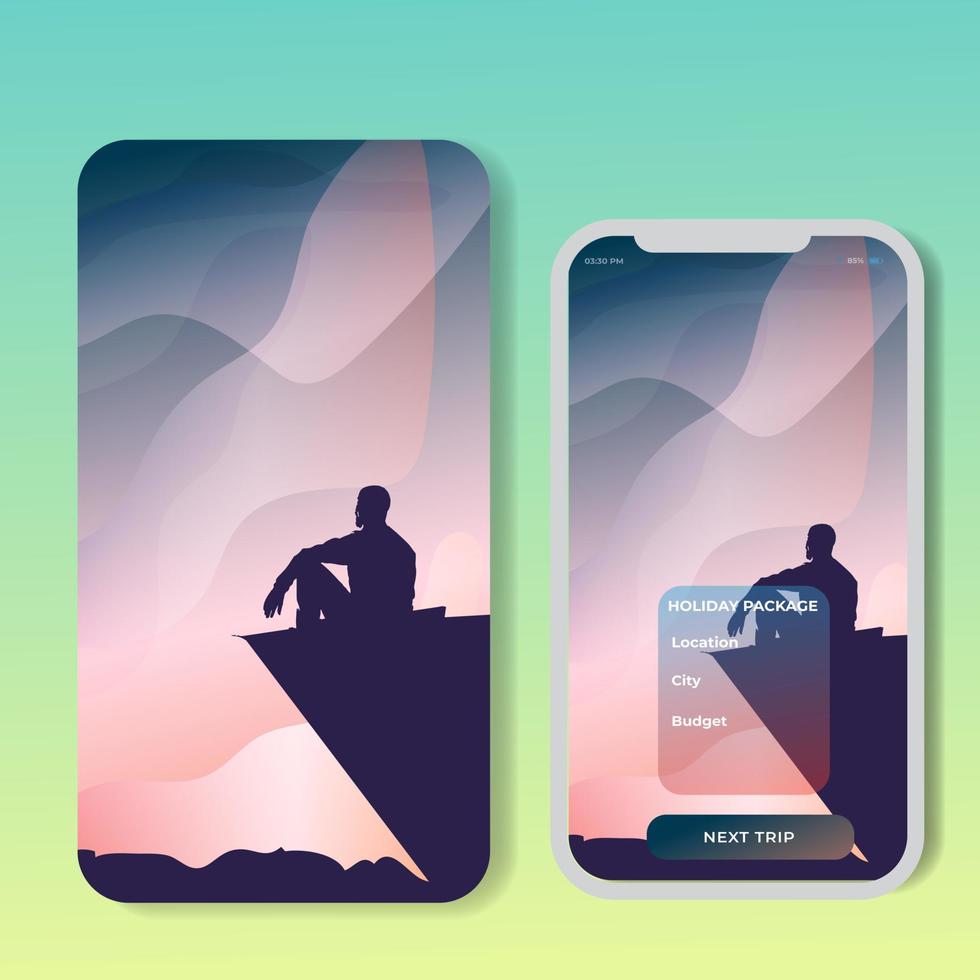 Vector set with polygonal landscape illustration. For Mobile aps, banner. Image Picture Background