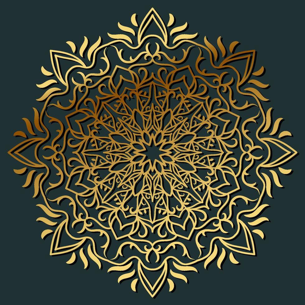 Mandala ornament or flower background design golden color. vector