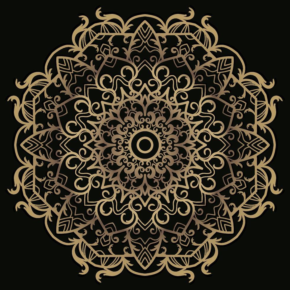 Mandala ornament or flower background design golden color. vector