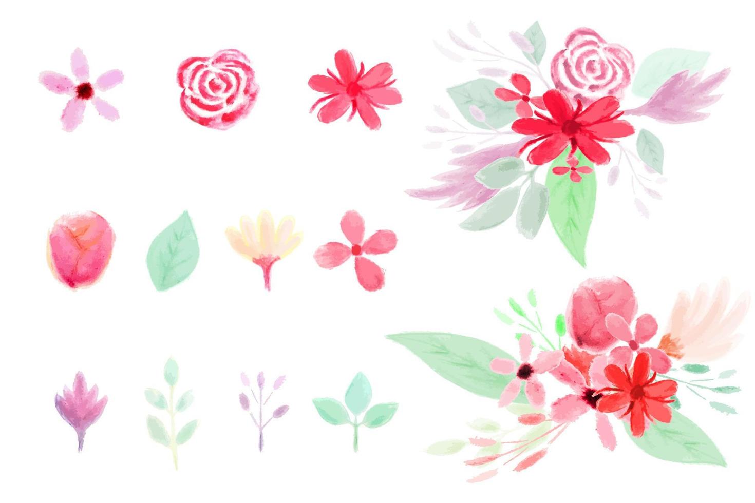 colección de acuarela hecha a mano arte floral dibujado a mano ilustración vector