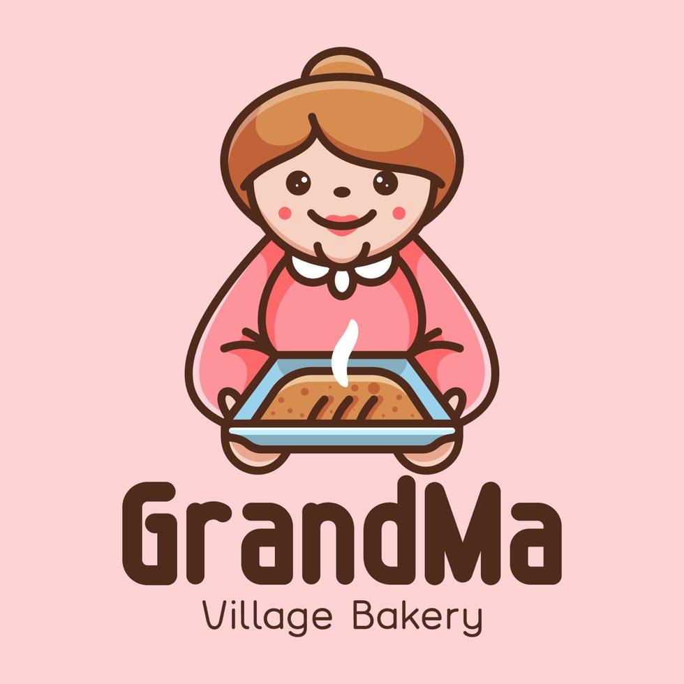 GRANDMA BAKERY MASCOT LOGO vector