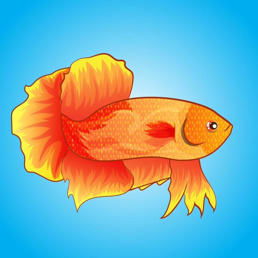 ilustración del logotipo de la mascota de los peces betta para su mercancía o antecedentes comerciales aislados vector