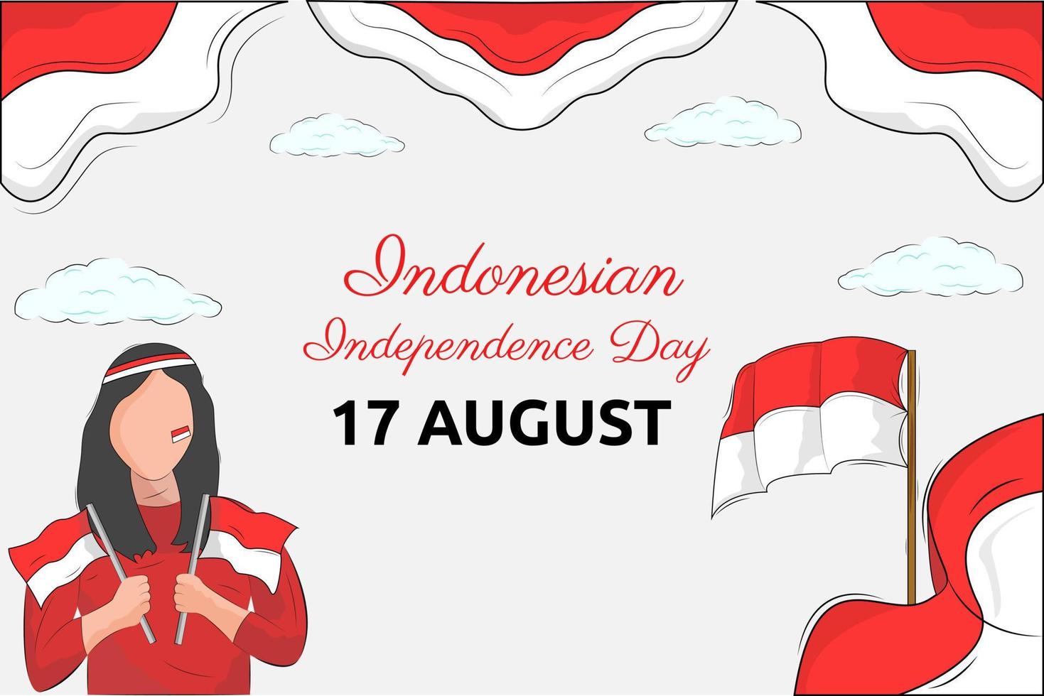 diseño de ilustración vectorial de la plantilla de fondo del día de la independencia de indonesia vector