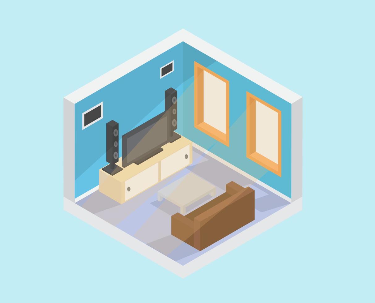 Illustration vector design of isometric living room