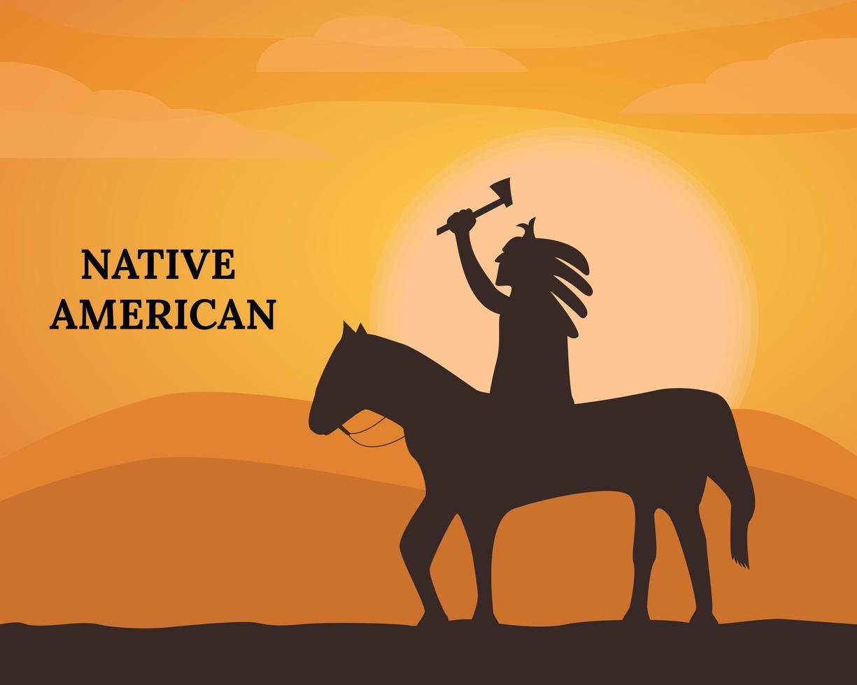 Illustration vector design of Native American background landscape
