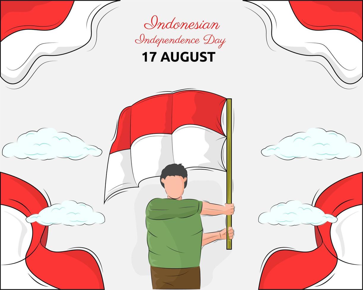 diseño de ilustración vectorial de la plantilla de fondo del día de la independencia de indonesia vector