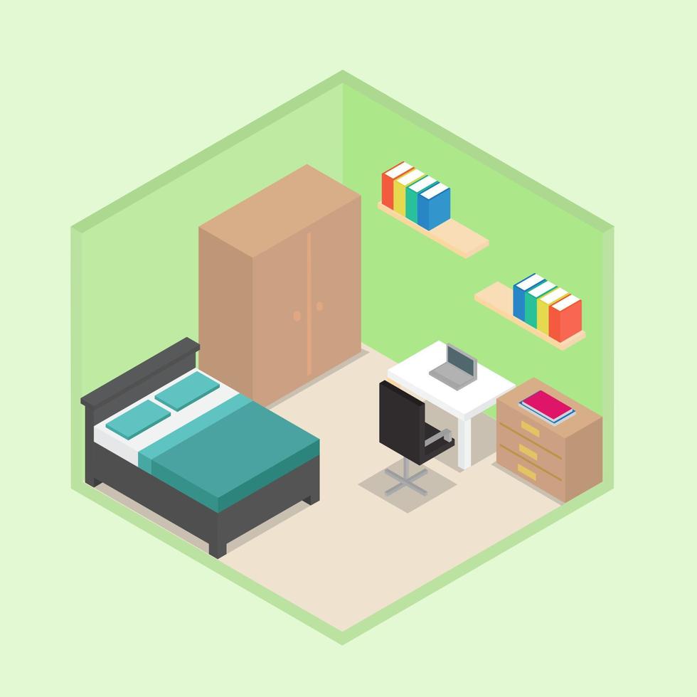 Illustration vector design of study room isometric