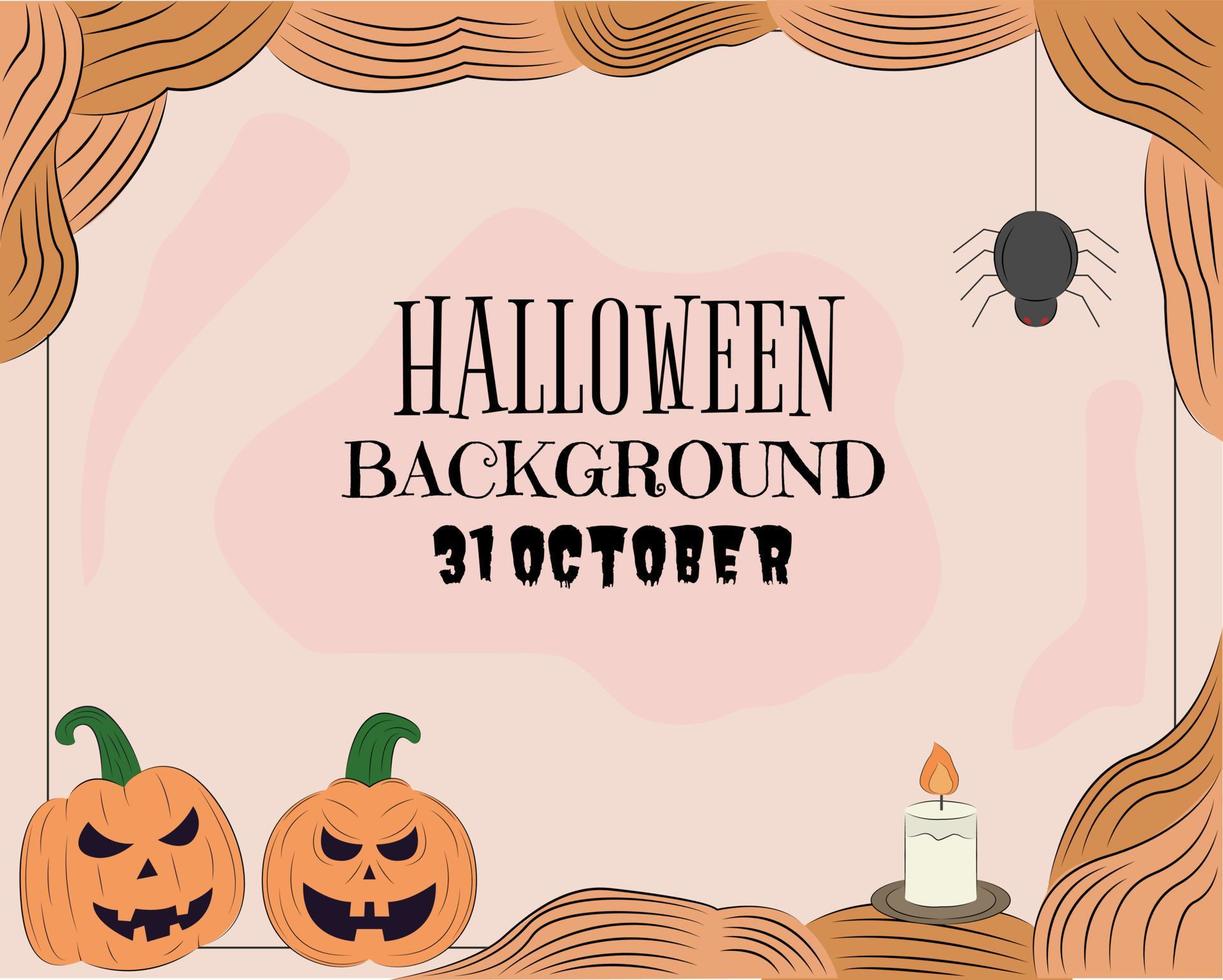 Hand drawn illustration vector design of Halloween background with blank copy space text area