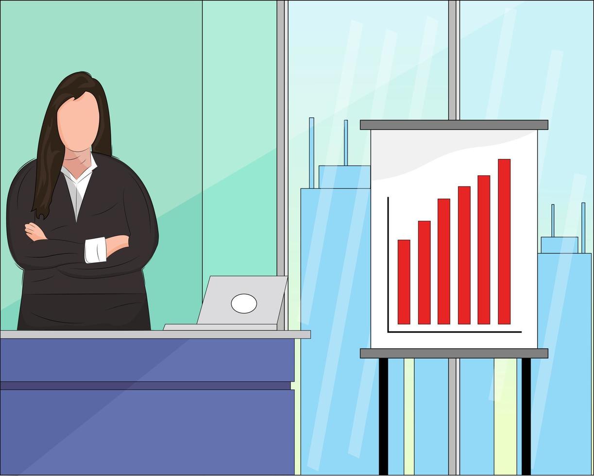 Illustration vector design of business woman is presentation