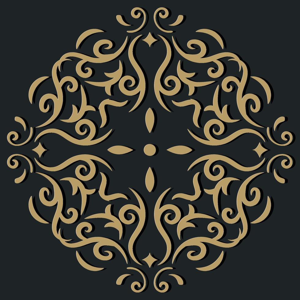 Mandala ornament or flower background design golden color. vector