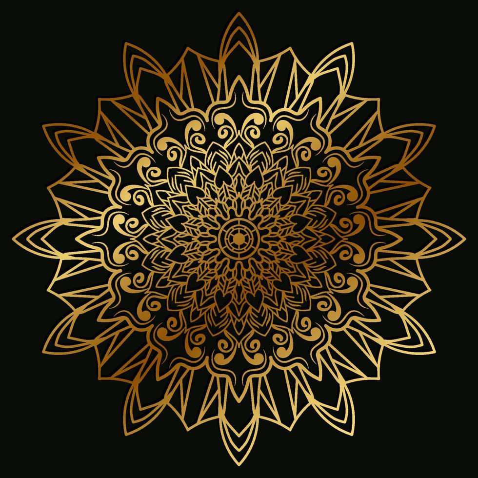 Mandala ornament or flower background design golden color. vector