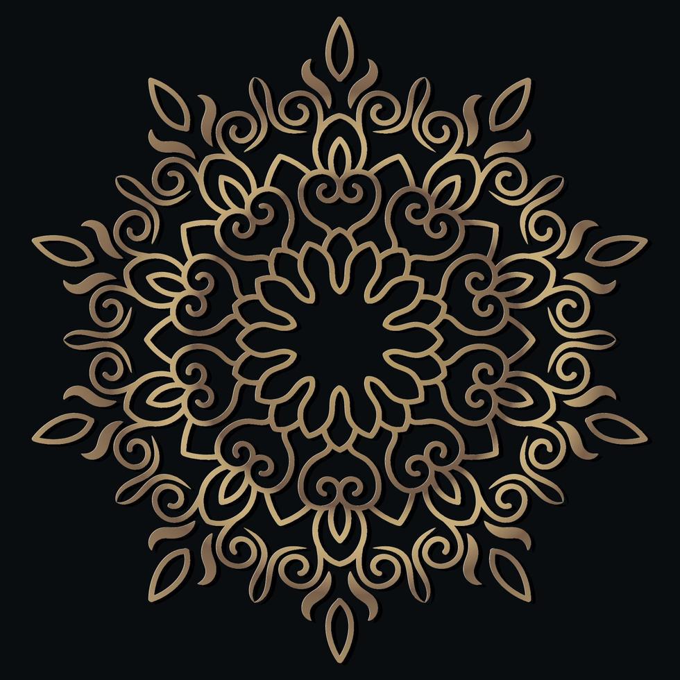 Mandala ornament or flower background design golden color. vector