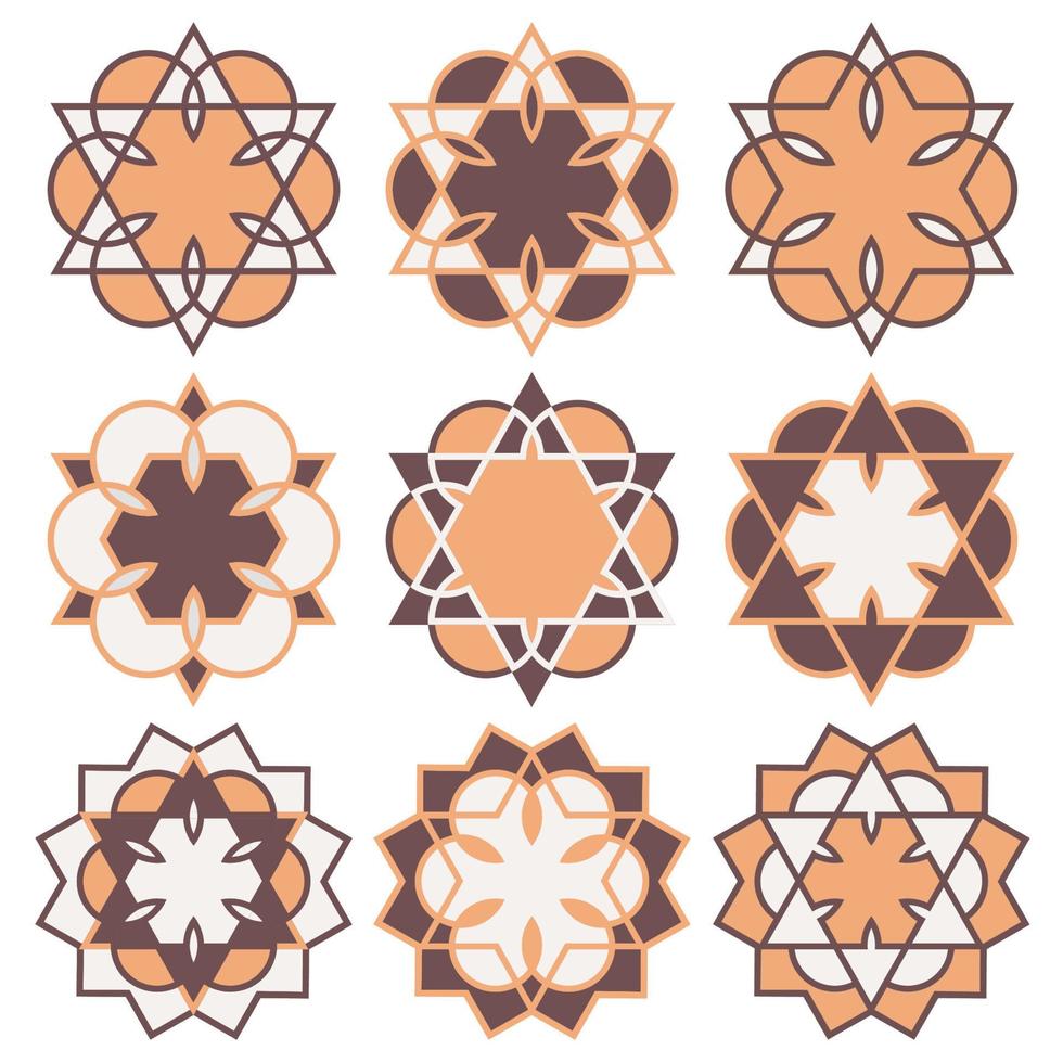 patrones redondos en estilo árabe vector
