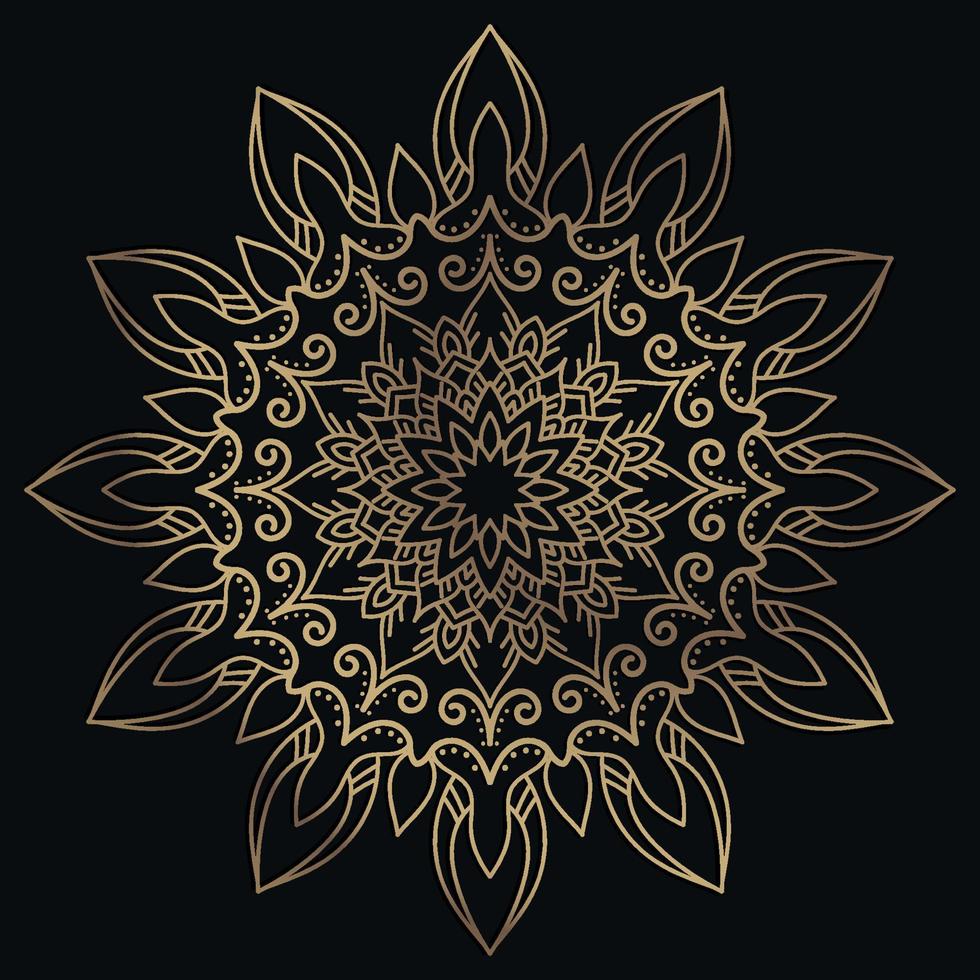 Mandala ornament or flower background design golden color. vector