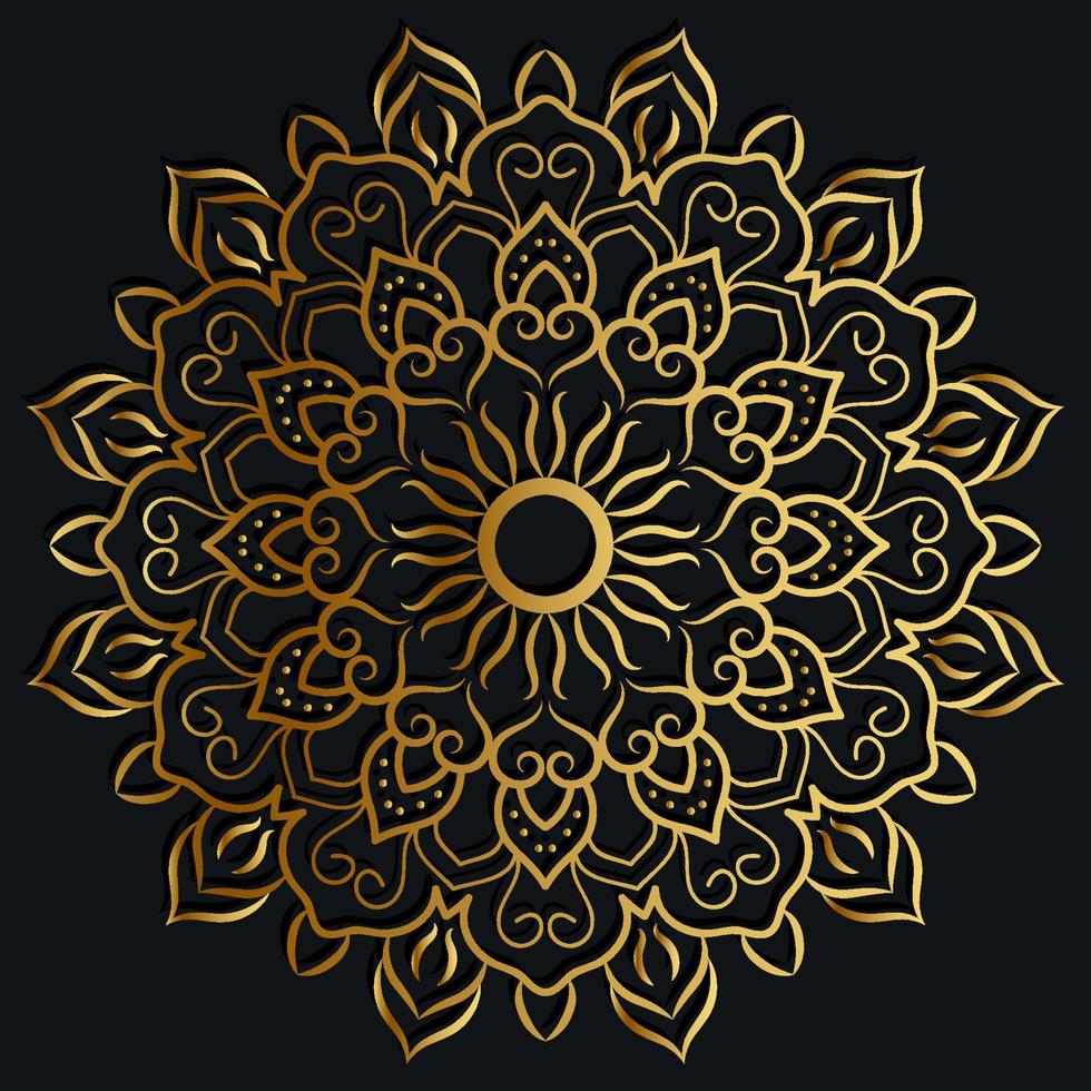 Mandala ornament or flower background design golden color. vector