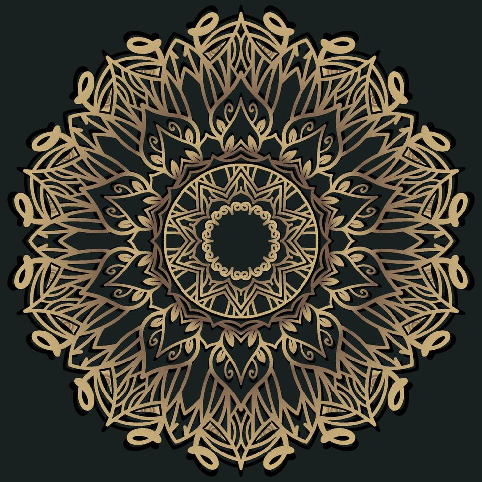 Mandala ornament or flower background design golden color. vector