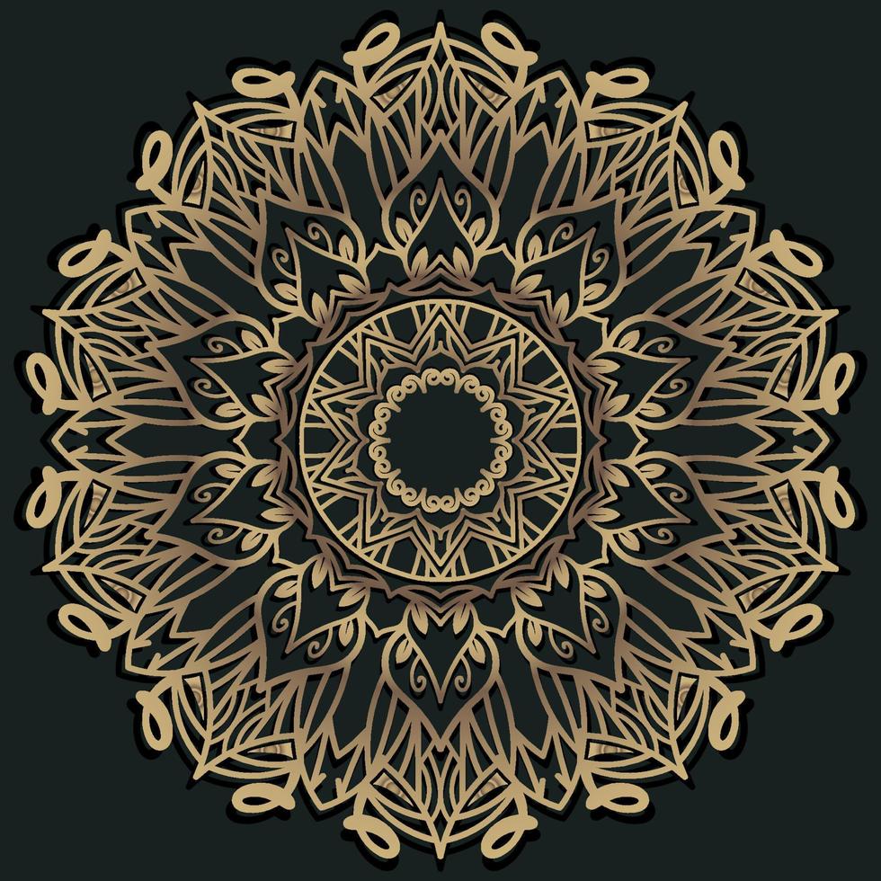 Mandala ornament or flower background design golden color. vector