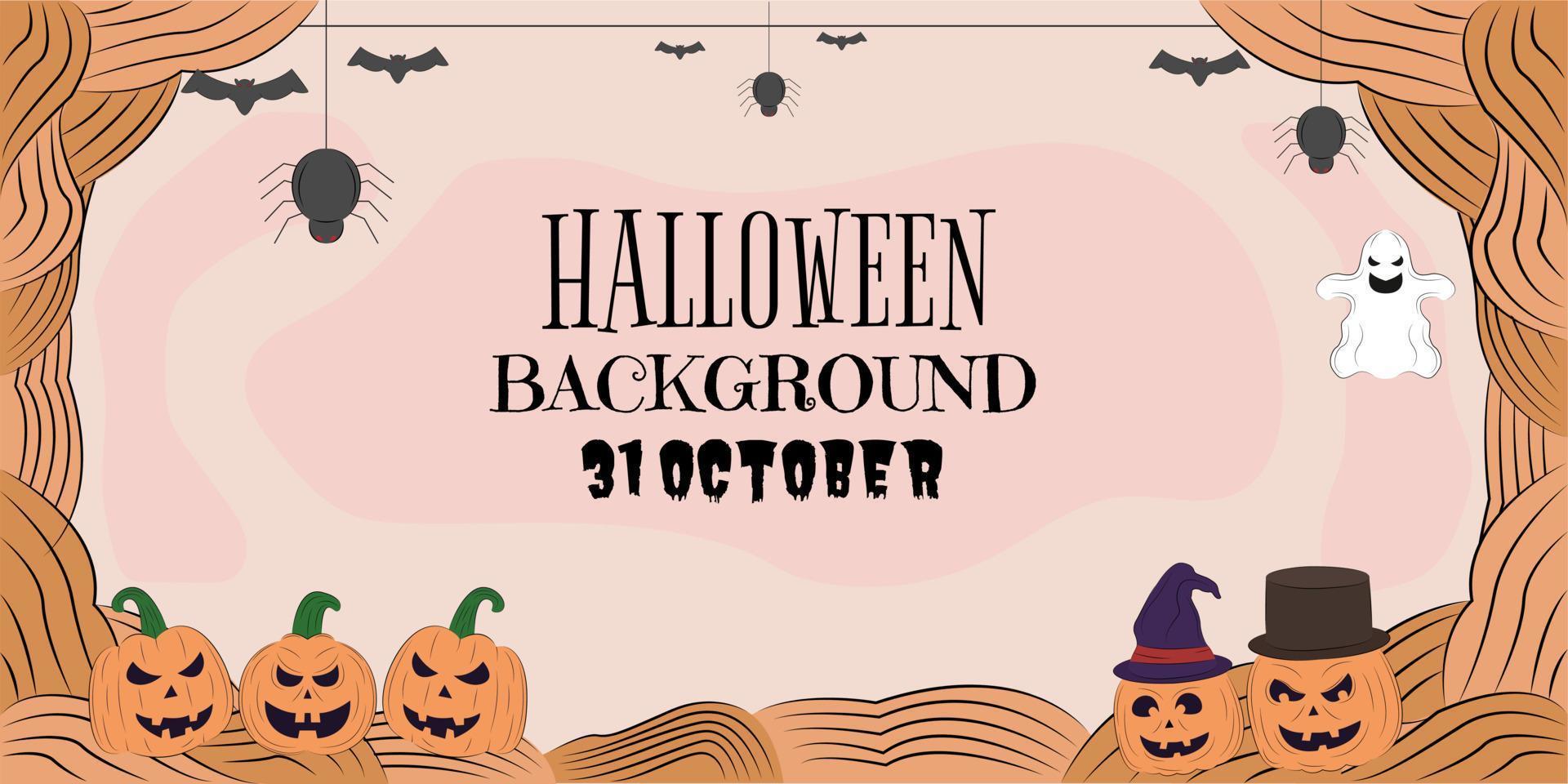 Hand drawn illustration vector design of Halloween background with blank copy space text area