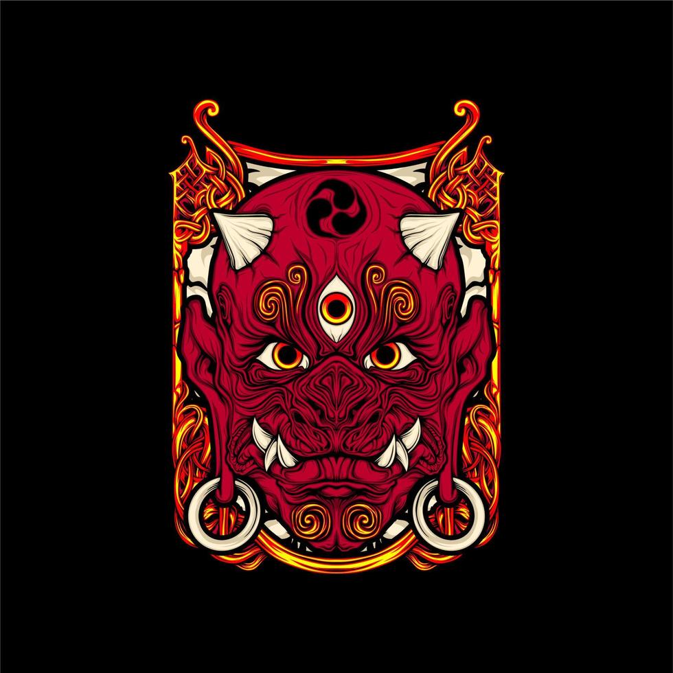 japanese oni mask vector