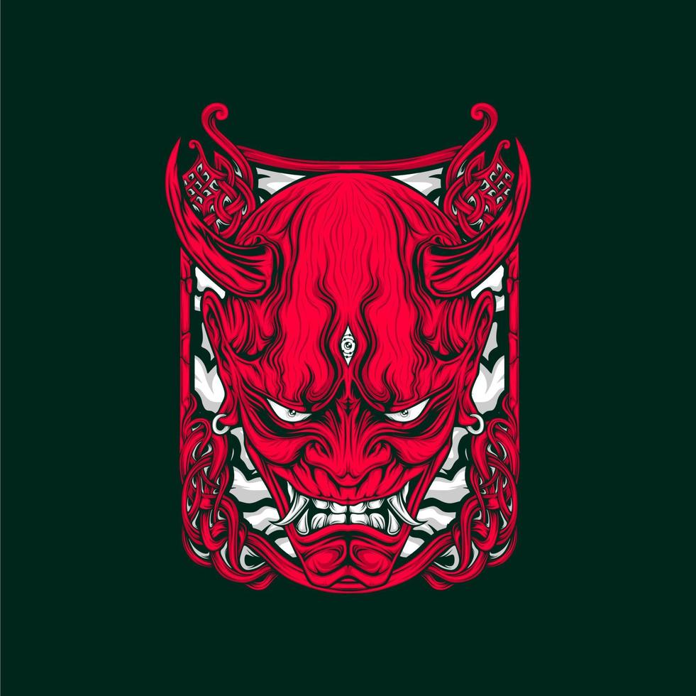 japanese oni mask vector