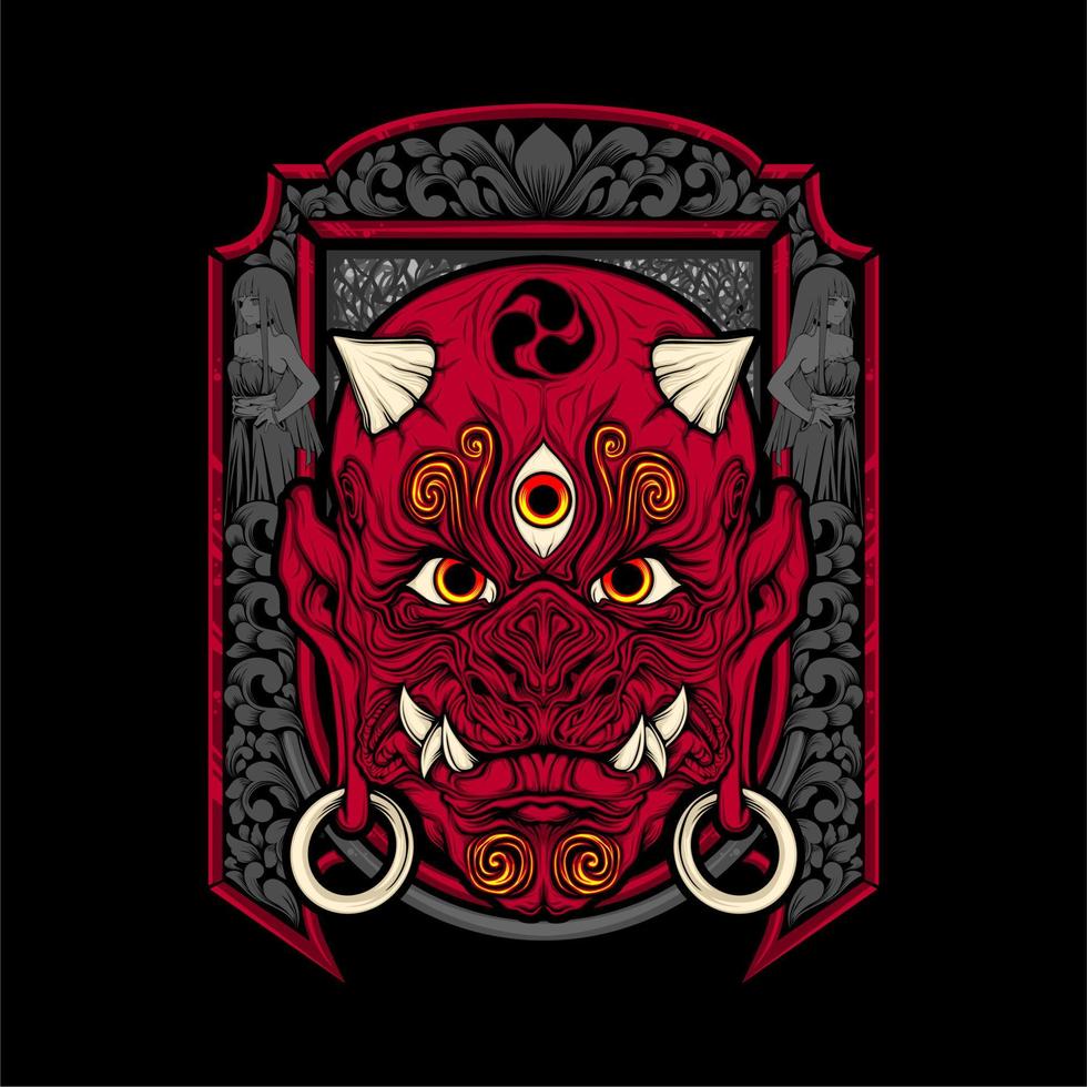 japanese oni mask vector