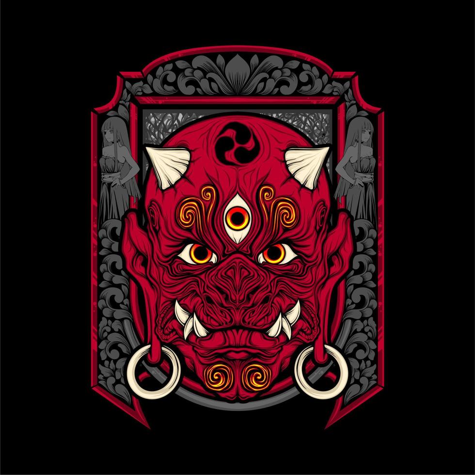 japanese oni mask vector