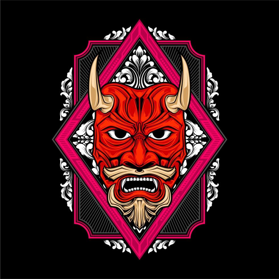 japanese oni mask vector