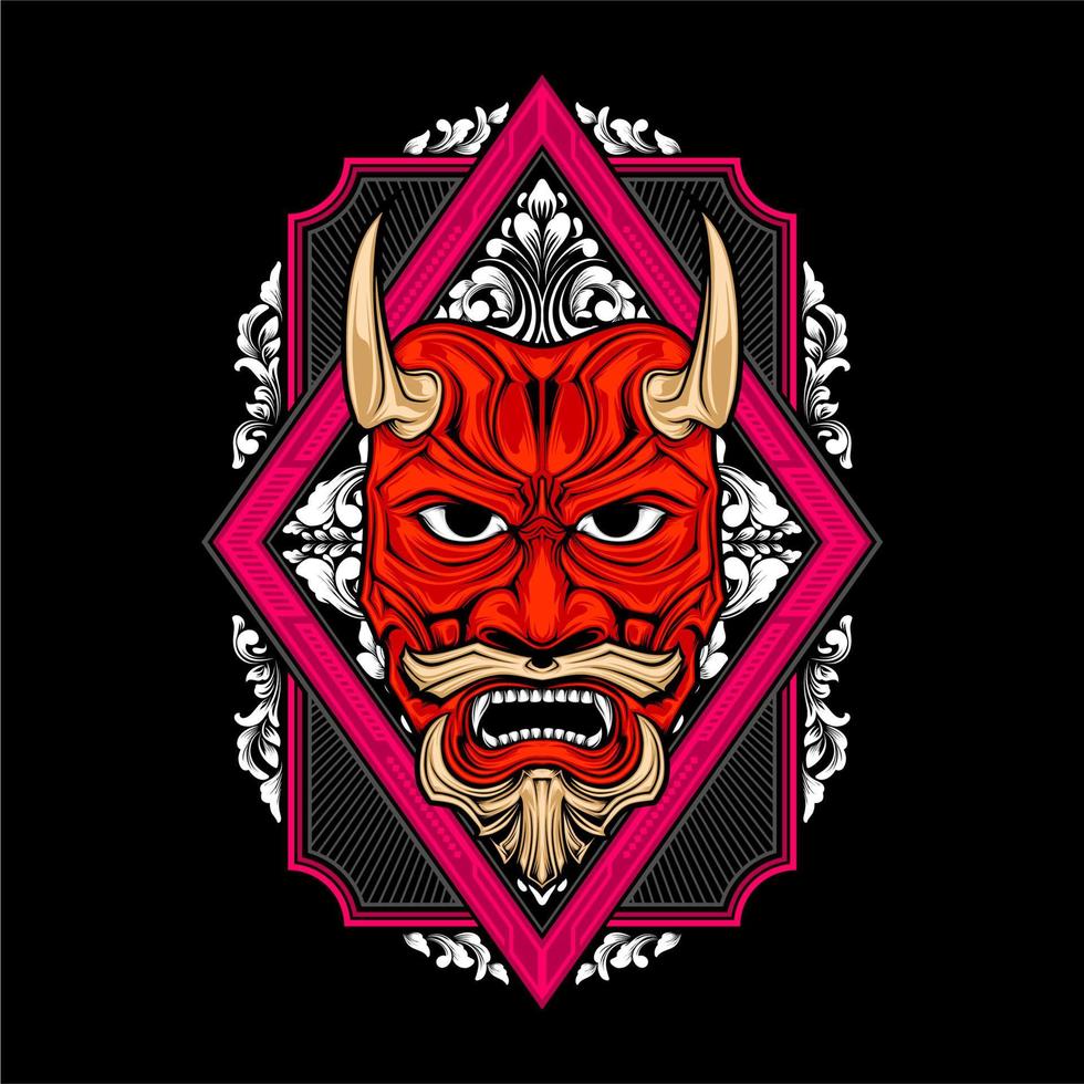 japanese oni mask vector