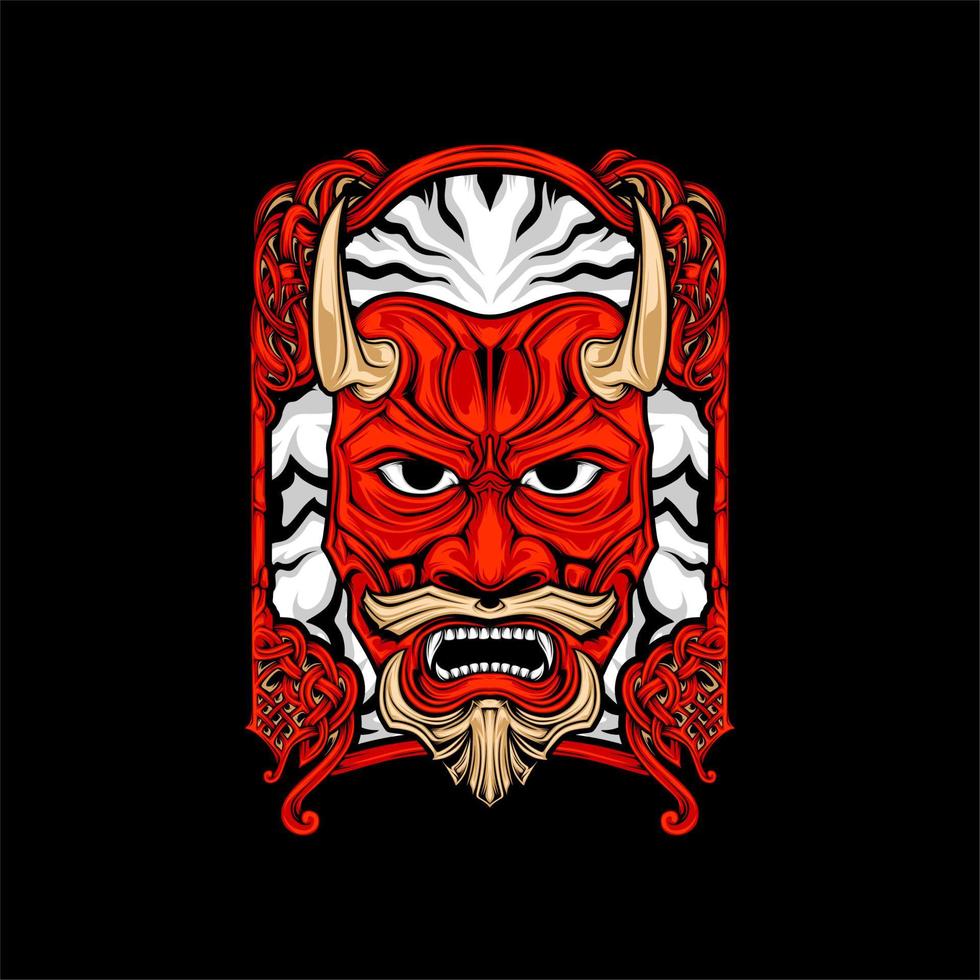 japanese oni mask vector