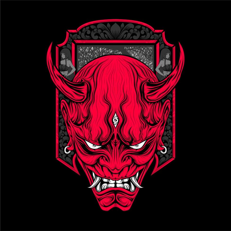 japanese oni mask vector