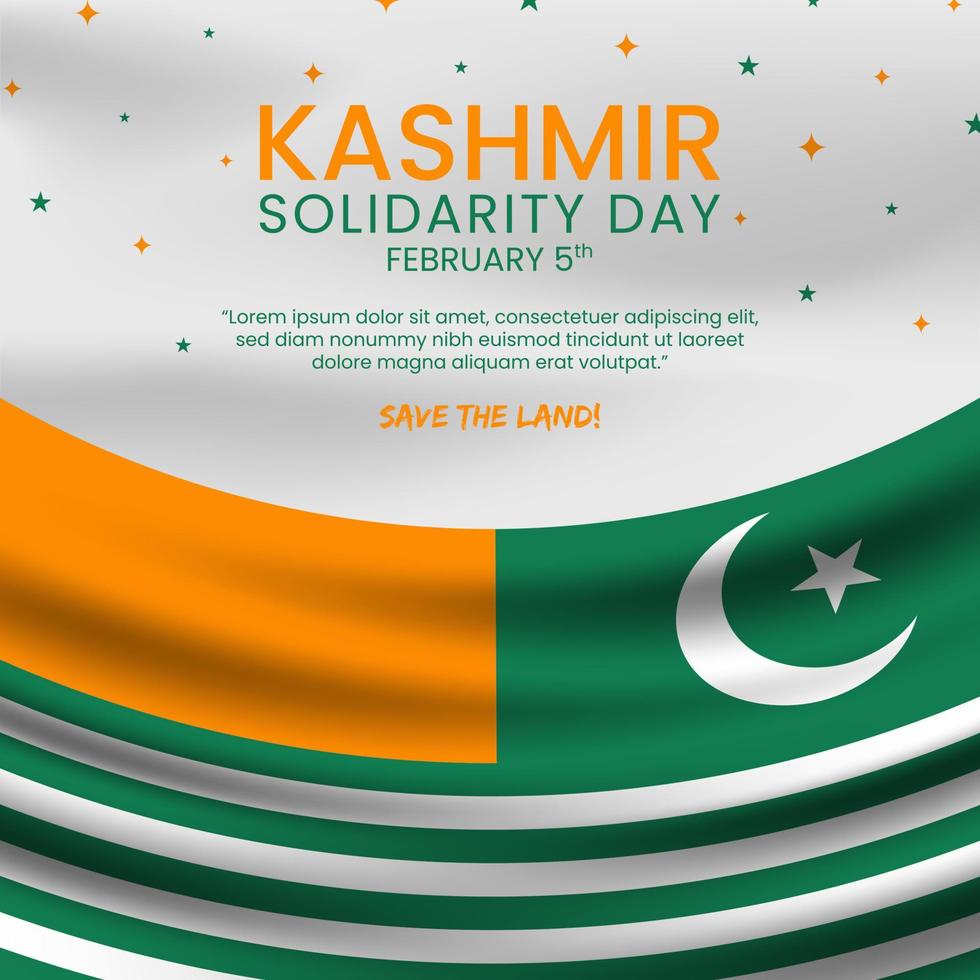 Kashmir day background with a realistic flag vector