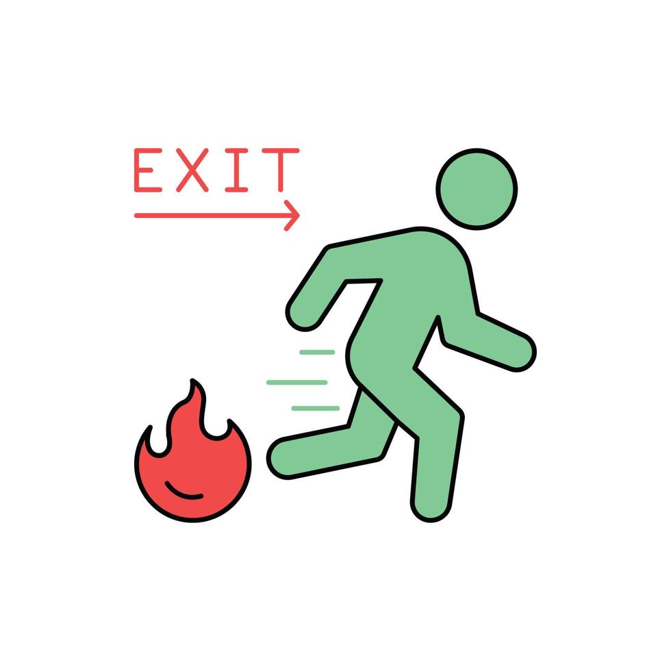 Emergency fire exit icon vector