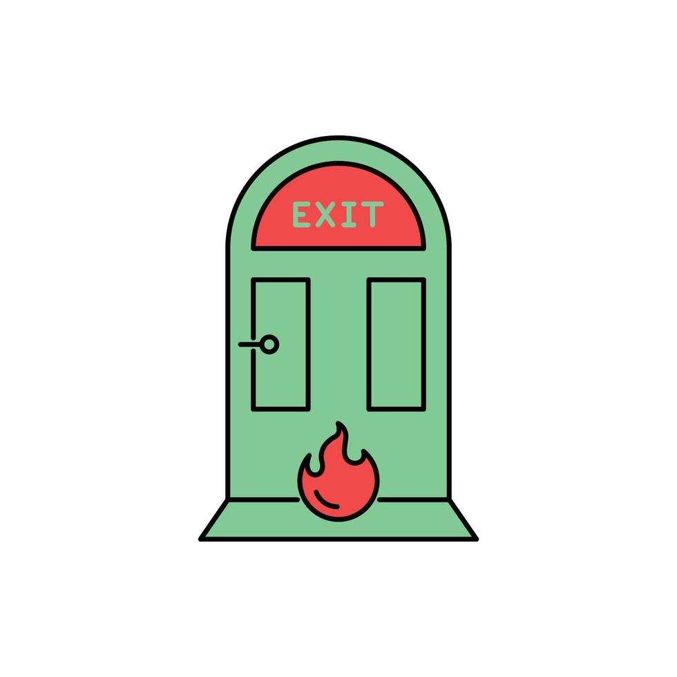 Emergency fire exit door icon vector