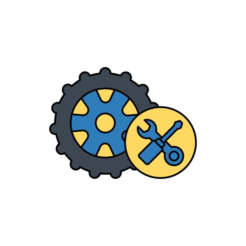 gear and wrench repair icon vector